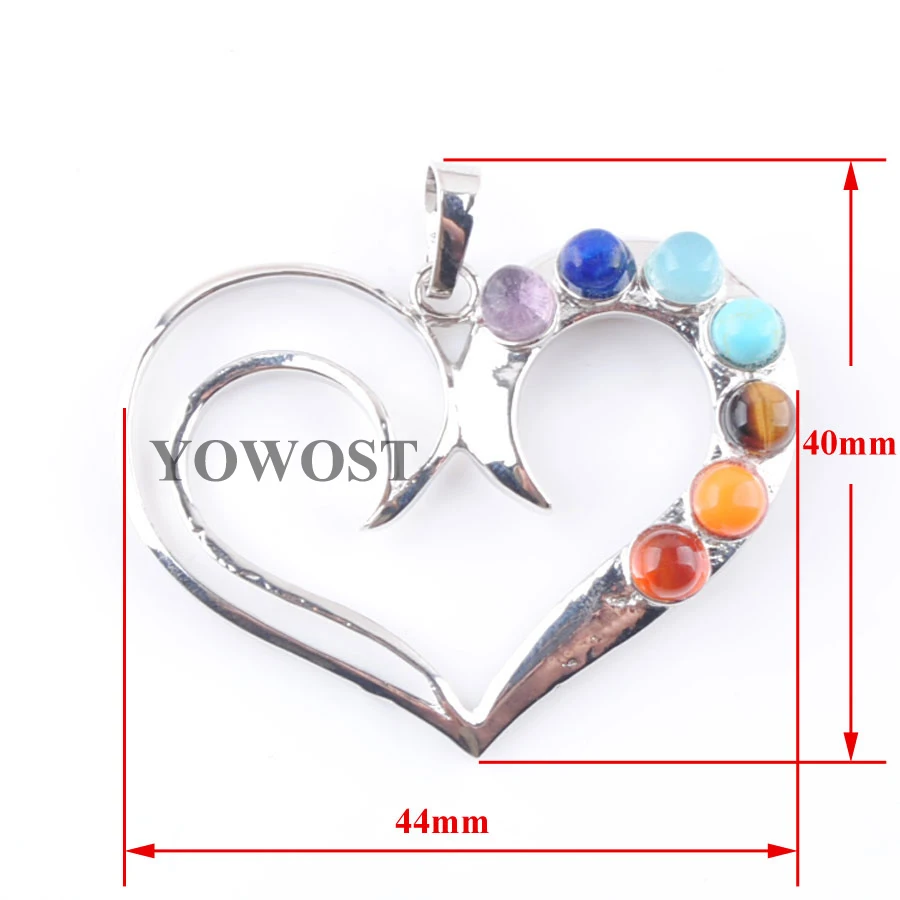 Love heart IN3259 YOWOST 7 Чакр Рейки чакра кулон с натуральным драгоценным камнем бусины целебная медитирующая фигура луна кулон Ювелирное Украшение IBN324 - Окраска металла: Love heart IN3259