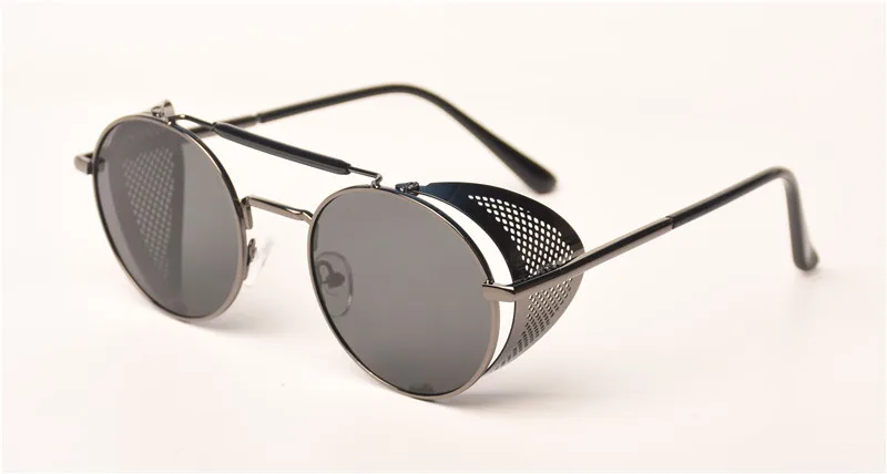 Gun Frame Grey TrendyMate солнцезащитные очки в стиле ретро, стимпанк круглые дизайнерские паровые панк металлические щиты солнцезащитные очки для мужчин и женщин UV400 Gafas de Sol 086M - Цвет линз: Gun Frame Grey