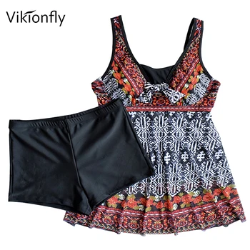 

Large Tankini Swimsuits Women Plus Size Swimwear 2020 Two Piece Swimming Suit For Women Dress Bathing Suit With Shorts 5XL 4XL
