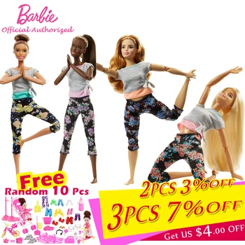 

Original Barbie 2019 New Arrival Yoga Made to Move FTG80 22 joints Movement Barbie Doll Collection GYM Toy For Children Gift