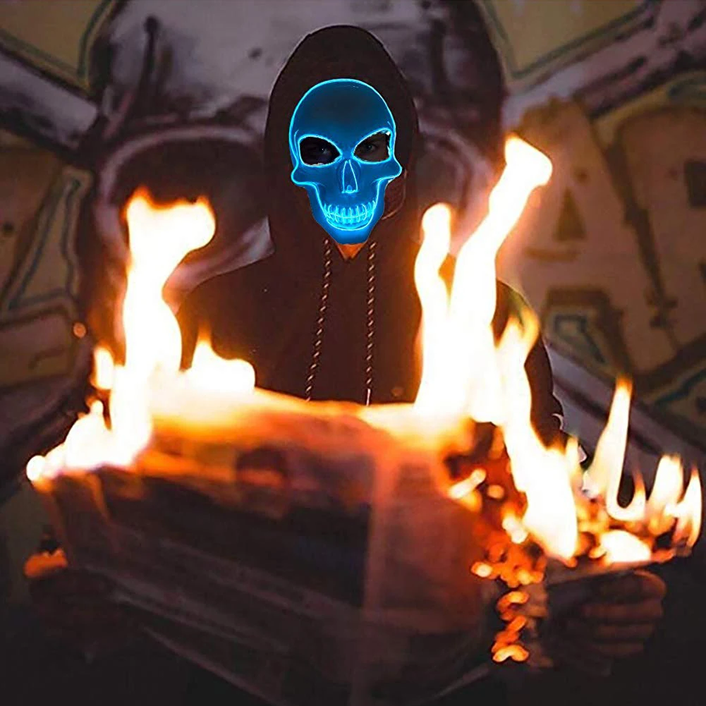 Неоновые маски Хэллоуин светится в темноте Maske тушь для вечеринок ужас Mascarillas страшный карнавал Masque Light Masker для дропшиппинг