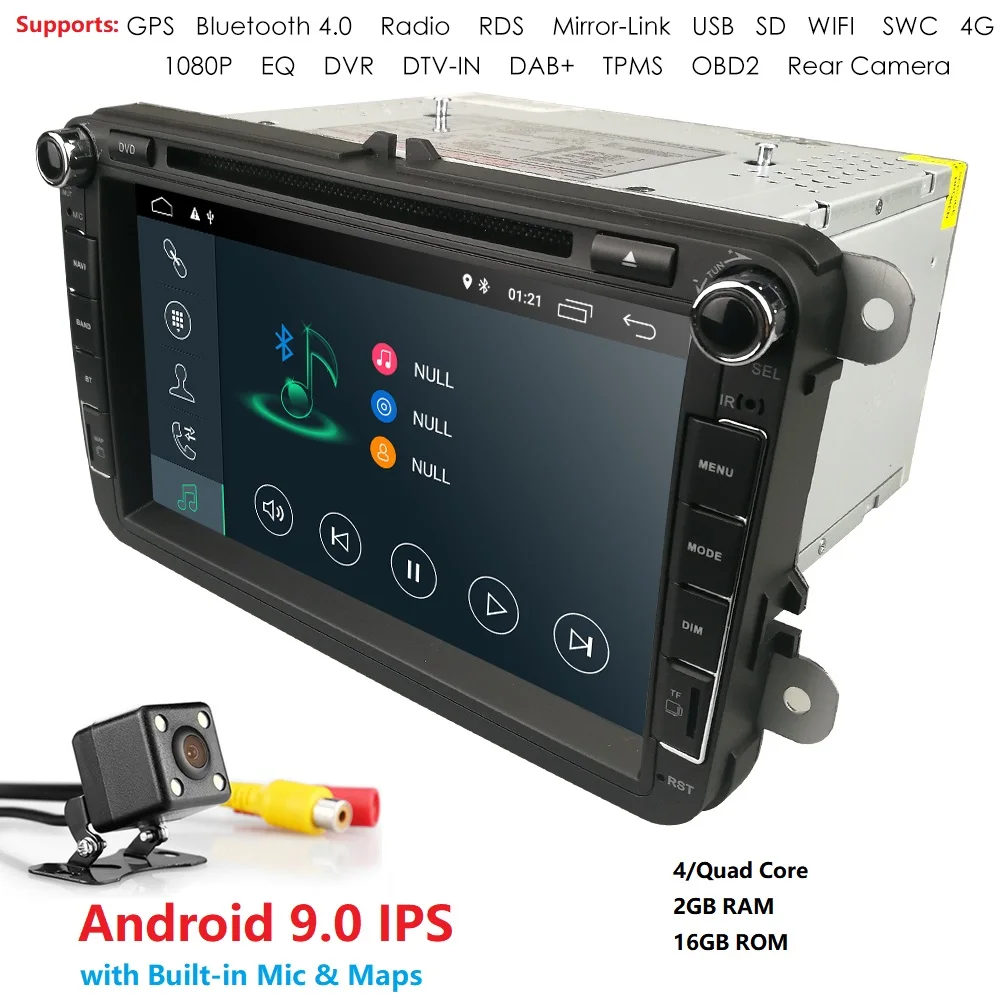 Android 9 0 автомобильное радио для VW Jetta Passat Golf Quad Core система DVB T Mirrorlink RDS TPMS сабвуфер