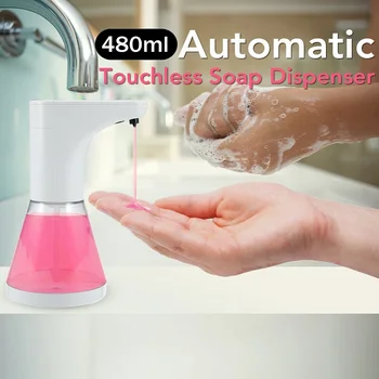 

New 480ml Large Capacity Automatic Touchless Soap Sanitizer Dispenser Kitchen Bathroom Infrared Sensor Hand Soap Wash Device