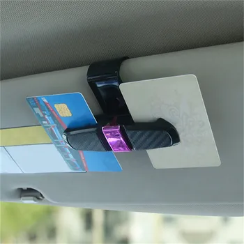 

Car Glasses Clips Carbon Fiber Card Pen Holder 180 Degree Rotate Dual Side Clips Sun Visor Vehicle Accessory Car Organizer Clips