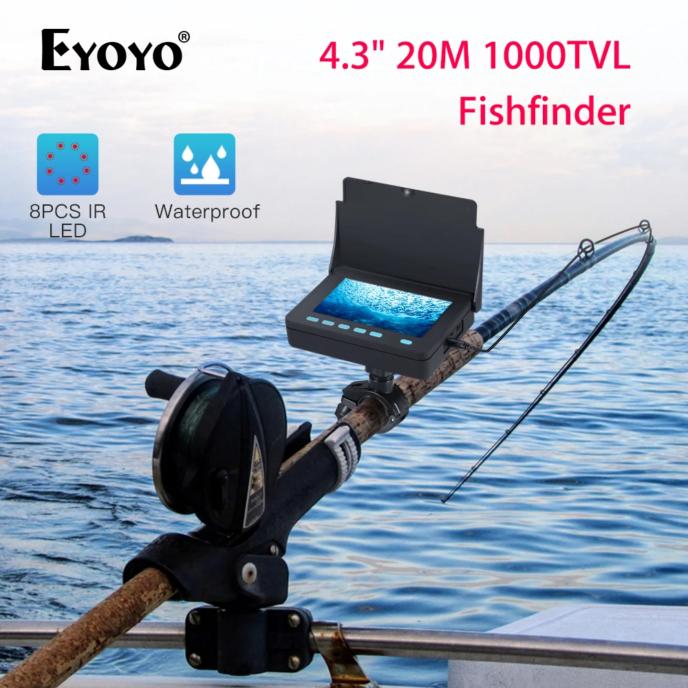 

Eyoyo 4.3inch LCD 20m Cable Fish Finder for Underwater Fishing Camera with with sun-shield Rechargeable 10000mAh Battery