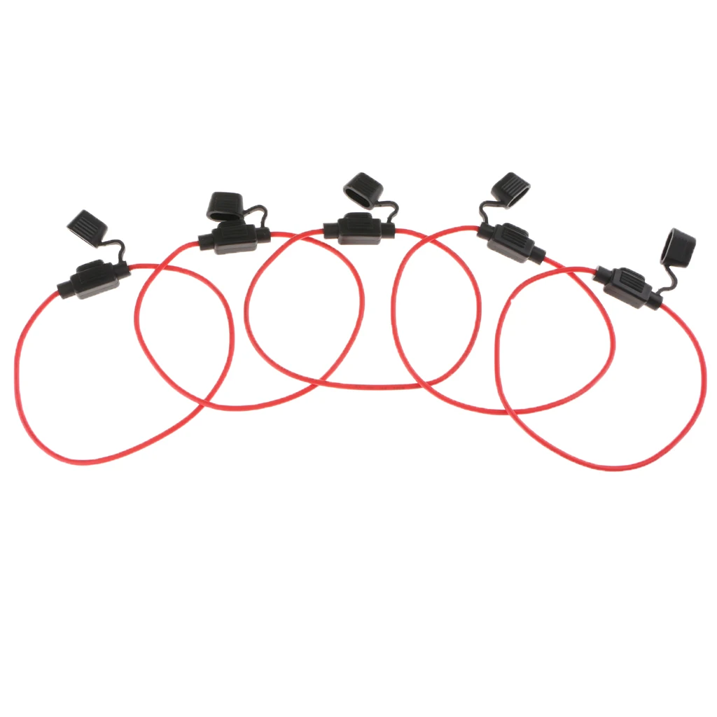 5PCS Inline Blade Mini Fuse Holder W/ 16AWG Cable For Car Boat Truck Auto