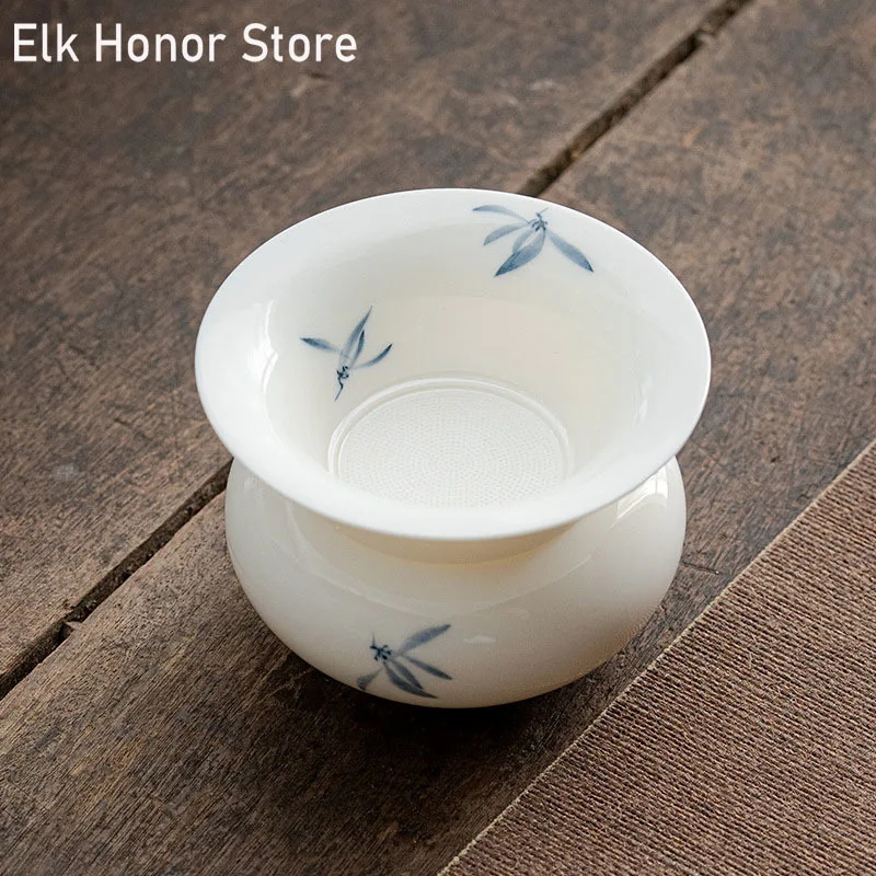 Hand Painted Butterfly Orchid Ceramic Tea Infuser Tea Maker Loose Leaf Spice Filter KungFu Strainer Ceremony Teaware