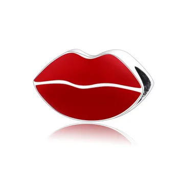 

Wholesale Price Fit Charm Bracelet 925 Sterling Silver Red Enamel Sexy Lips Charm Beads 2018 Hot Sale Fashiong Mouth Jewelry
