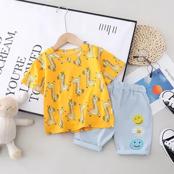 

New Baby Boys Cotton Clothes Summer Children full printe Giraffe T Shirt Pants 2Pcs/sets Infant Kids Fashion Toddler Tracksuits