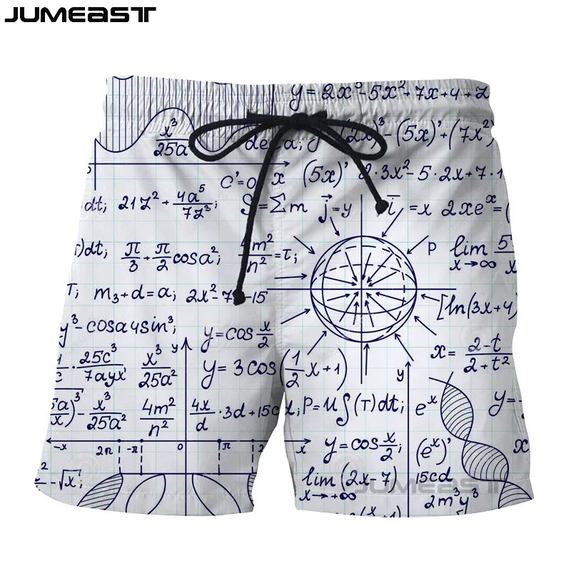 Бренд Jumeast мужские/женские шорты с 3D принтом математической формулы, новые быстросохнущие пляжные повседневные спортивные штаны, короткие штаны - Цвет: 12