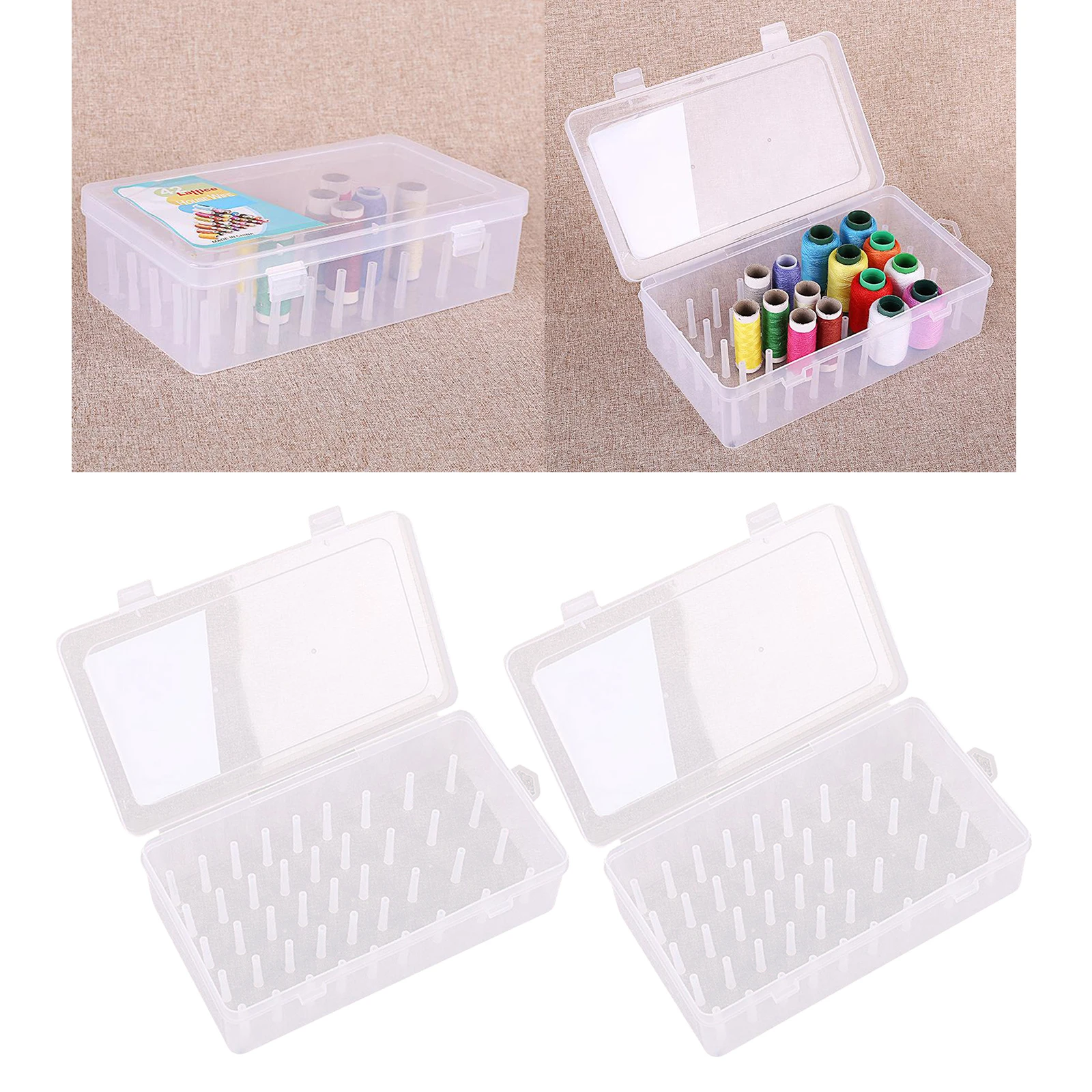 2PCS Sewing Thread Storage Box with 42 Spools Large Capacity Craft Bobbins Containing Organizing Case