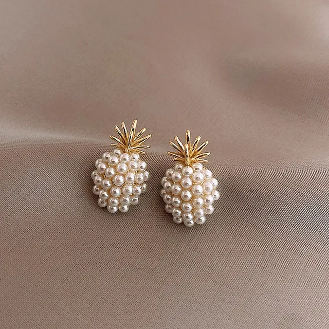 Korean Style Honey Bee Pearl Stud Earrings for Women