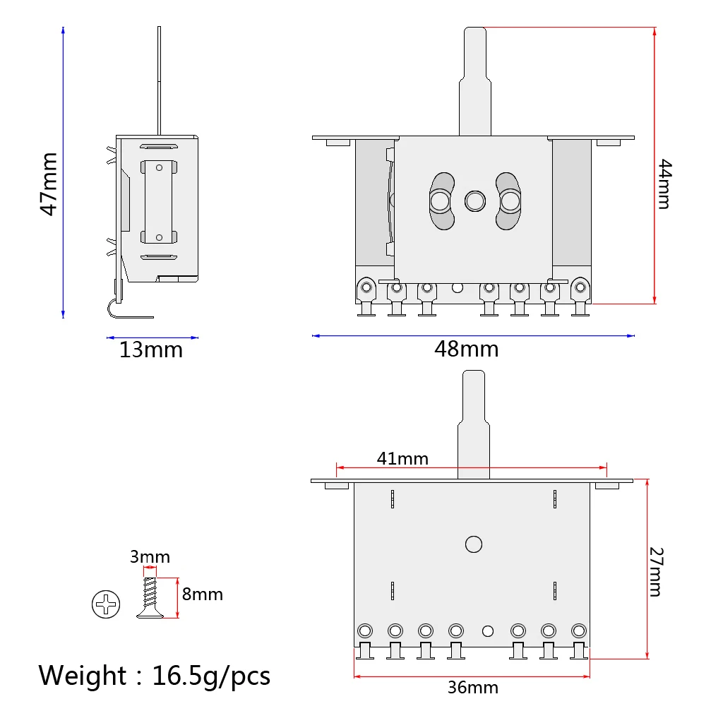 5 Way Pickup Selector Switch with White Tip for Stratocaster Electirc Guitars