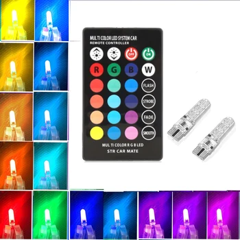 

2pcs LED T10 Car Strobe light Multi Colors Dome reading light Wedge Lamp RGB LED Bulb With Remote Controller license plate light