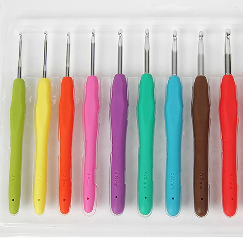 1Pcs 2.0-10.0mm Rubber Handle Crochet Hooks Needles Knit Weave Craft Yarn Sewing Tools Crochet Knitting Needles