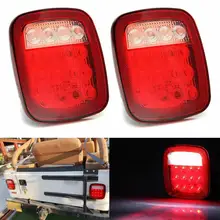 1pair 16LED Square Stop Turn Tail Backup Lamp Red/White Dual Colors Universal Marker Light for Jeep Wrangler JK TJ CJ YJ