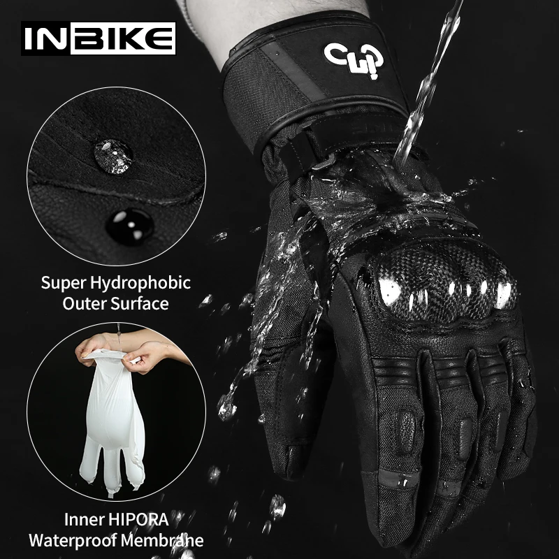 INBIKE, зимние перчатки для мотоцикла, водонепроницаемые, теплые, мотоциклетные перчатки, защита передач, тепловые, флисовые, мужские, мотоциклетные, ветрозащитные перчатки