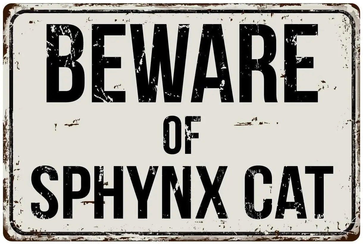 Остерегайтесь сфинкса декоративная вывеска в виде кошки металлическая жестяная