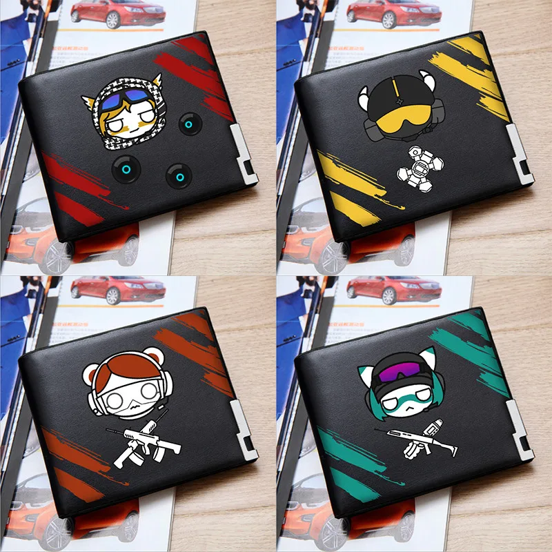 Short Wallet Rainbow Card Money-Bag Cartoon Six Pu for Teens Students Siege Printing