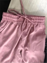 Yitimoky-pantalones de seda satinada para mujer, pantalón holgado de pierna ancha con cordón para oficina, blanco, de talla grande, negro, elásticos, de cintura alta, 2021