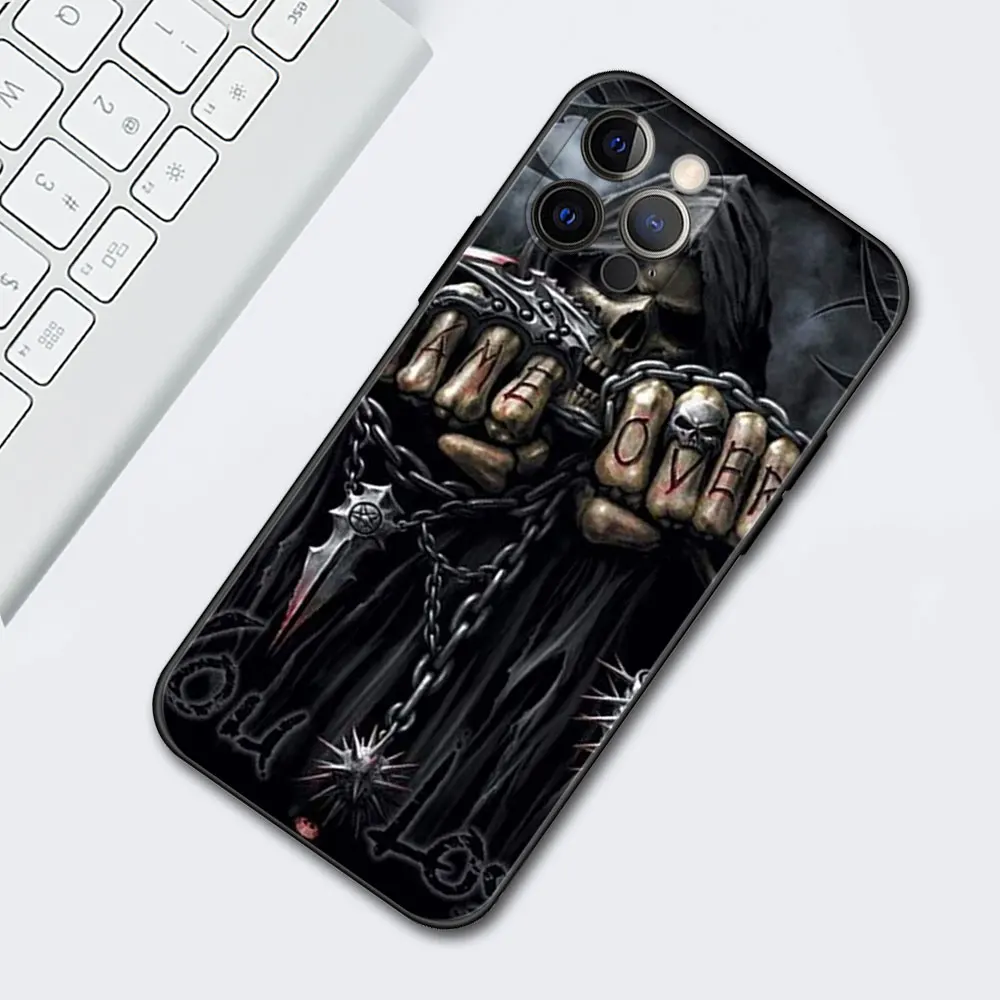 phone cases for iphone 12 mini  TPU Case for iPhone 11 12 13 Pro Max 12 Mini XR X XS MAX SE 7 8 Plus 6 6S Phone Cover Grim Reaper Skull case iphone mini 12