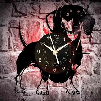 

Dachshund Dog Vinyl Record Wall Clock - Decorate your home with Modern large - gift ideas for kids Cool Unique modern
