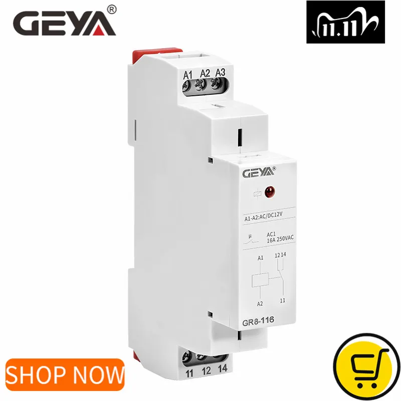 GEYA Din Rail GR8 AC DC 110 в промежуточное реле вспомогательное 8A 16A SPDT электронное онлайн