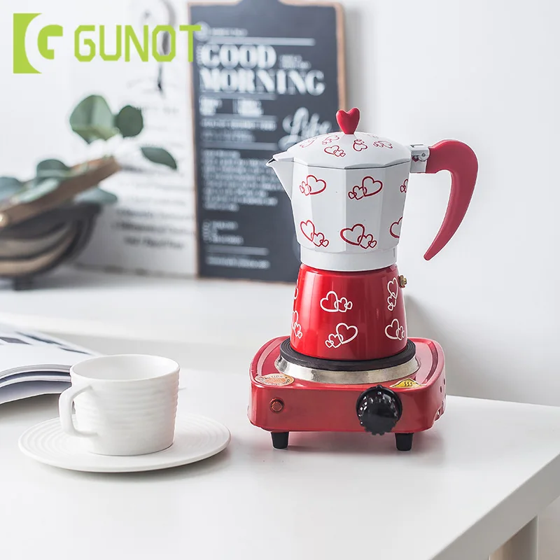 

GUNOT Coffee Maker Italian Mocha Coffee Pot Aluminum Mocha Espresso Percolator Pot 150/300/450ml Coffee Kettle Barista Tools