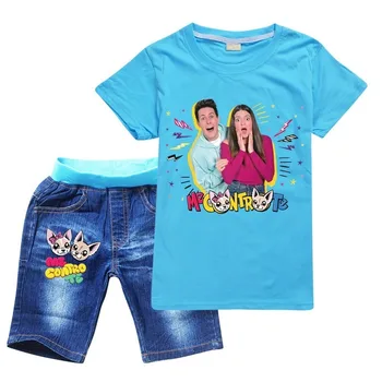 

New Fashion O-neck Cotton Me Contro Te Baby Girl Clothes Set Shirts + Denim Shorts Toddler Boy Kids Clothing Vestiti Bambina