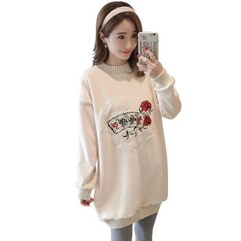 

Oversized Top Hoodies Big Wide Outfit Pregnant Women Add Hair Thickening Pleuche Fleece Winter Loose Dress Embroidery Joker