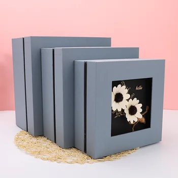 

High-end Luxury Square Gift Box Hollow Flowers Cover Three Sets Students Boutique Gift Box Multi Size Birthday Anniversary Gifts