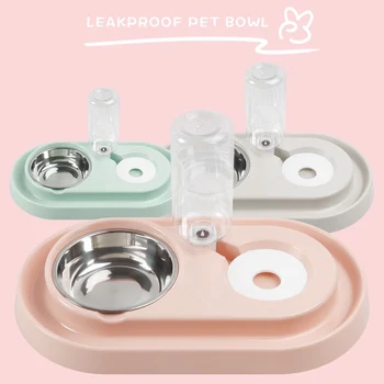 

New Stainless Steel Pet Dog Bowl Colorful Dog Cat Bowl Automatic Pet Water Dispenser Pet Supplies Plastic Double Bowl
