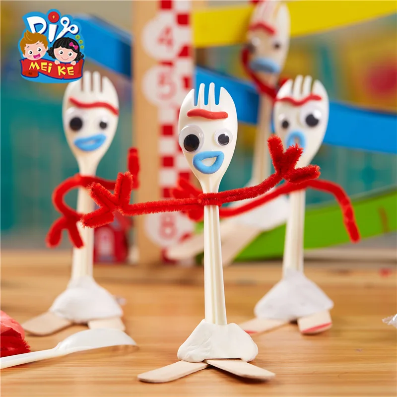История игрушек 4 креативные DIY форки ремесла игрушки Дети Вечеринка Сувениры Kindergarden ручной работы художественное образование фигурка игрушки подарок пазл
