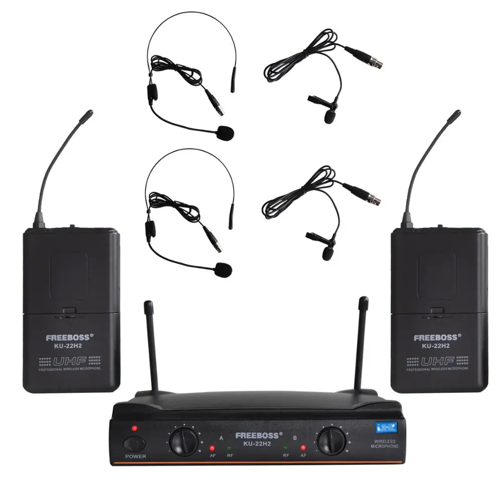FREEBOSS KU 22H2 2 Bodypack передатчик отворота гарнитуры микрофон Dj Караоке церкви школы UHF