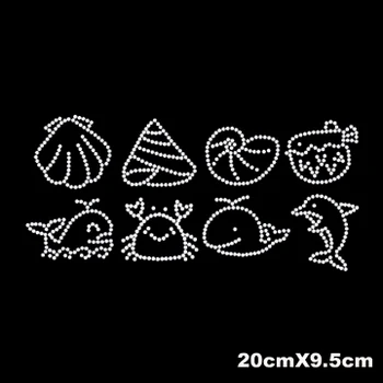 

10 pc/lot ! DIY Sea animal together hotfix rhinestones, heat transfer design iron on motifs,rhinestone for garment,T-shirt.bag