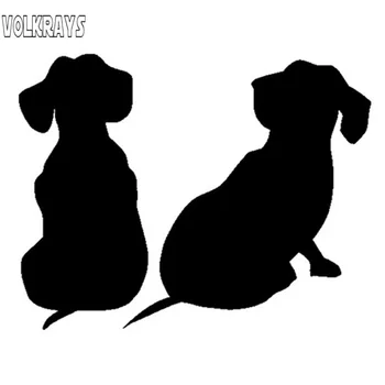 

Volkrays Lovely Car Sticker Sausage Dog Cute Animal Accessories Reflective Waterproof Cover Scratches Sliver/Black,9cm*11cm