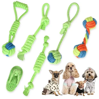 

13pcs Pet Dog Puppy Double Cotton Chew knot toys pet supplies Clean teeth Durable Braided Bone Rope Random Color Pet molar toy