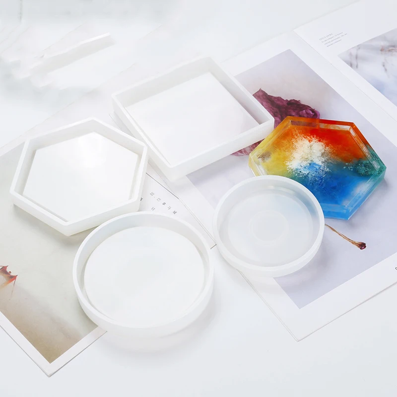 

Coasters Making Molds 4 Kinds Of Shape Transparent Silicone Coasters Making Mold Life Tool DIY Making Mold