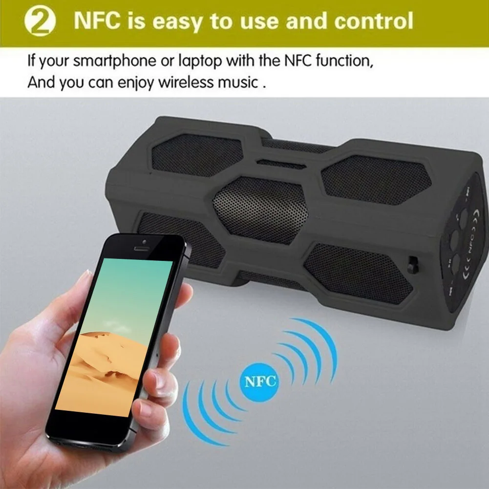 Bluetooth динамик power Bank NFC водонепроницаемый объемный эффект перезаряжаемый регулятор громкости Внутренний USB портативный открытый Aux беспроводной