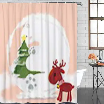 

Bear and Xmas Tree in Crystal Ball Durable Polyester Bathroom Shower Curtains Extra Long 72'' x 78'', Waterproof Fabric Bathtub