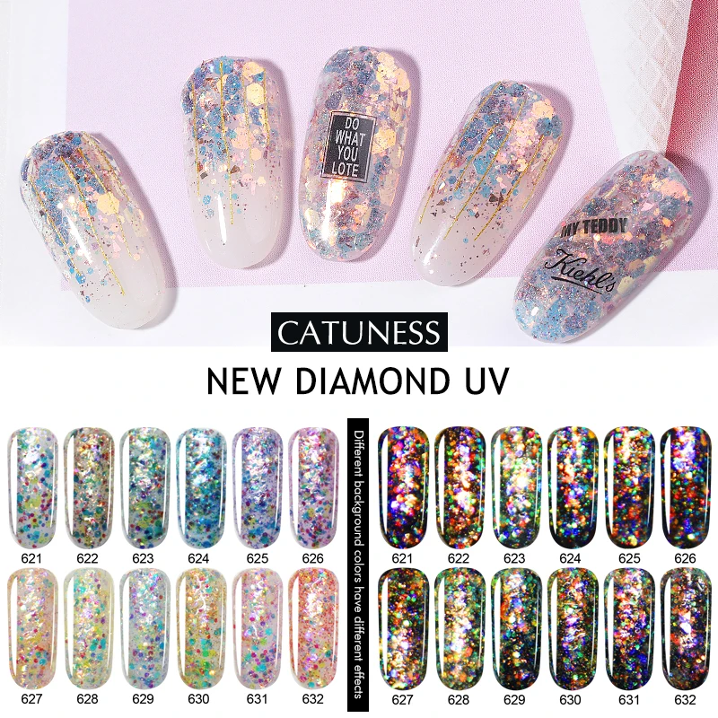 CATUNESS Permanent Shiny Lucky Lacquer Enamel Base Top coat Glitter Diamond UV Gel Nail Polish soak off Semi Gellak | Красота и