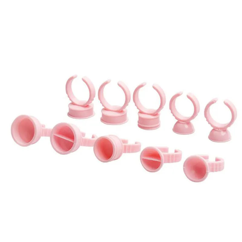 

100pcs disposable eyelash extension glue holder ring 3 Colors lash extension Tattoo Adhesive Pigment holders ring