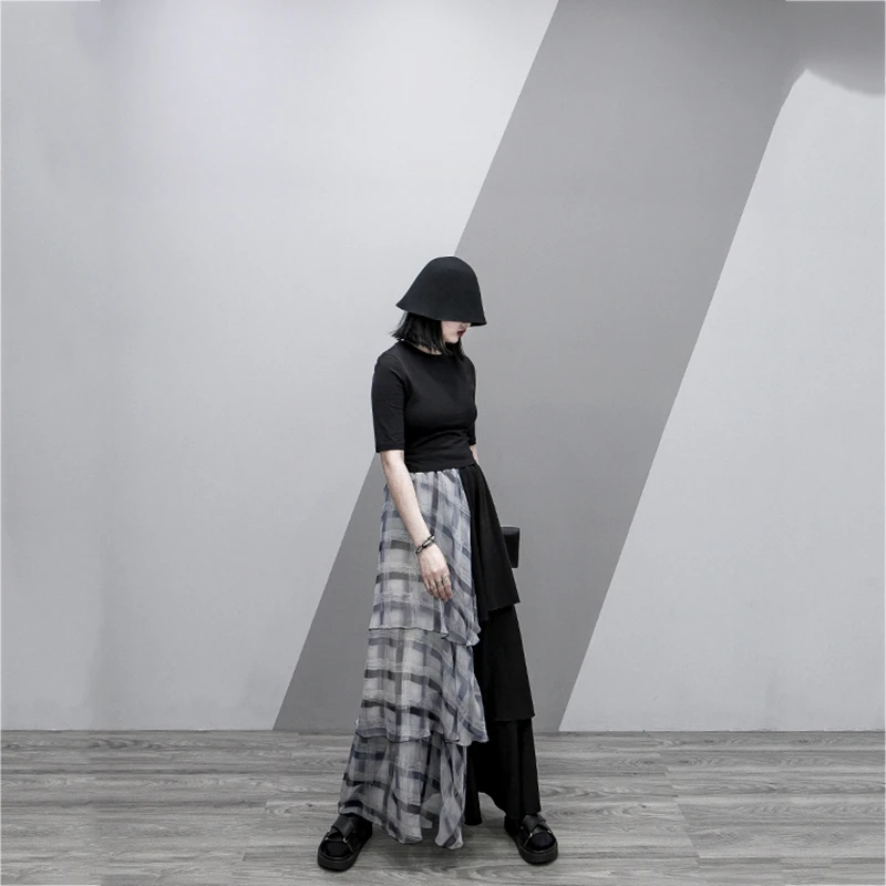 RICININA Maxi Skirts Women Long Skirt Winter Cascading Ruffle Patchwork Chiffon Skirt Women High Waist Jupe Femme