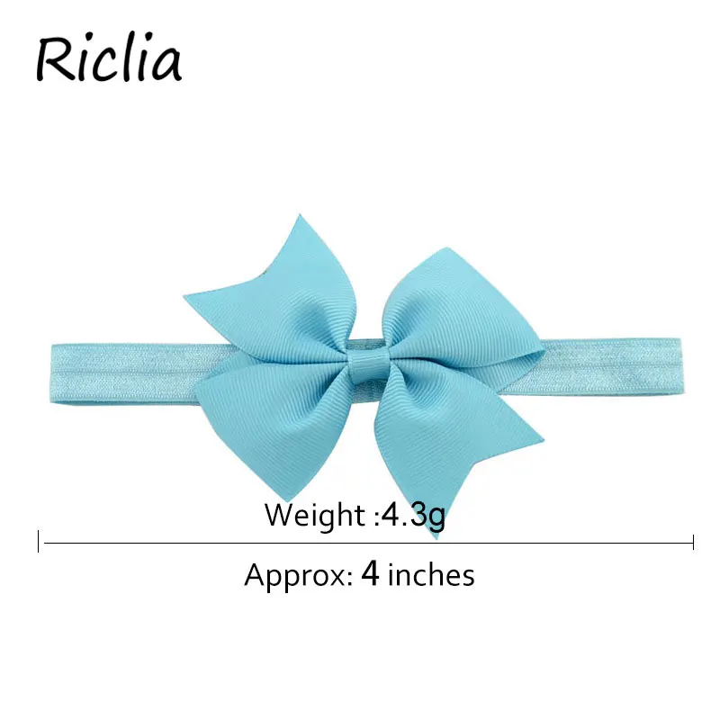 Riclia 20pcs/lot Bow Child Headbands Solid Cute Child Hair Accessories Princess Girls Headwear 20 Colors Cute Ribbon Hair Band