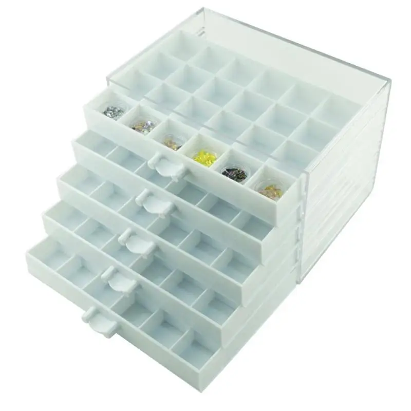 

120 Grids Transparent Nail Art Box Empty Pill Pullable Case Storage Contain