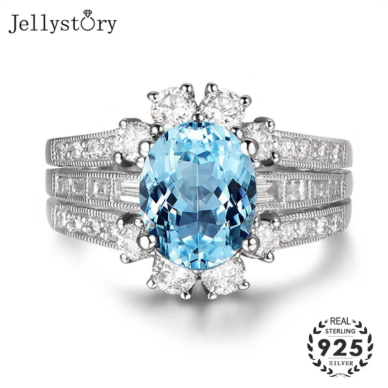 Jellystory Роскошные талисманы кольцо с 2 карат Натуральный топаз драгоценный камень