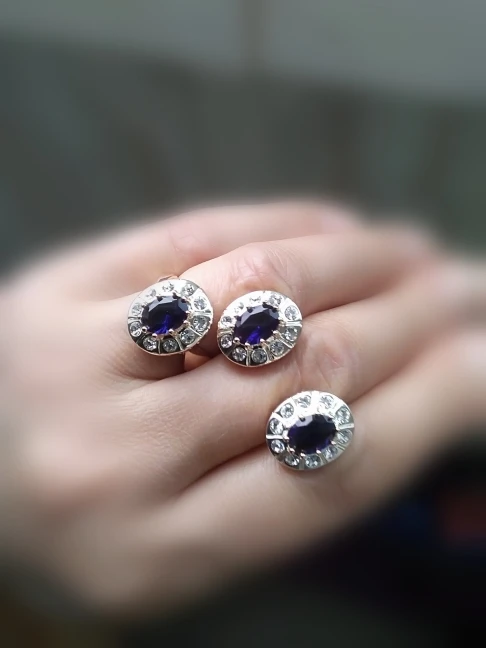 New Fashion Women Jewelry Sets 585 Rose Gold Silver Color Bridal Wedding Earring +Ring Jewelry Sets