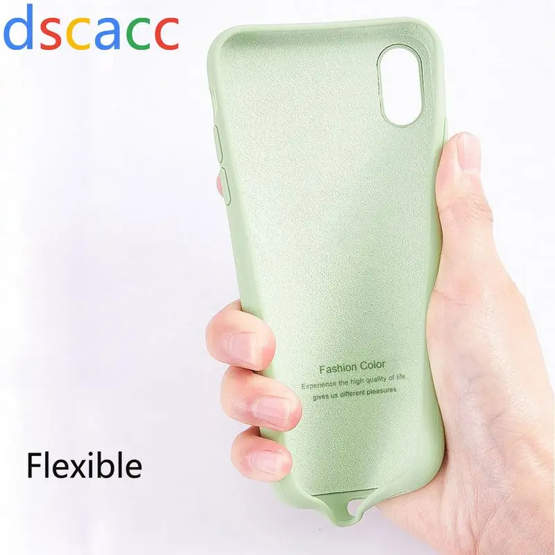 DSCACC как жидкий силиконовый резиновый чехол TPU покрытие для iPhone 11 PRO XS MAX XR 6 7 8 Plus микро волокна подкладка 100 шт