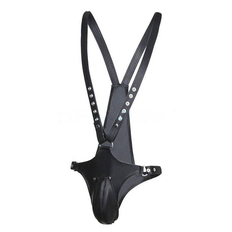 Faux Leather Sexy Man Belt Harness Exotic Fetish Bondage Costume Bodysuit Lingerie Wrestling Gay Jumpsuit Teddy Sex Underwear