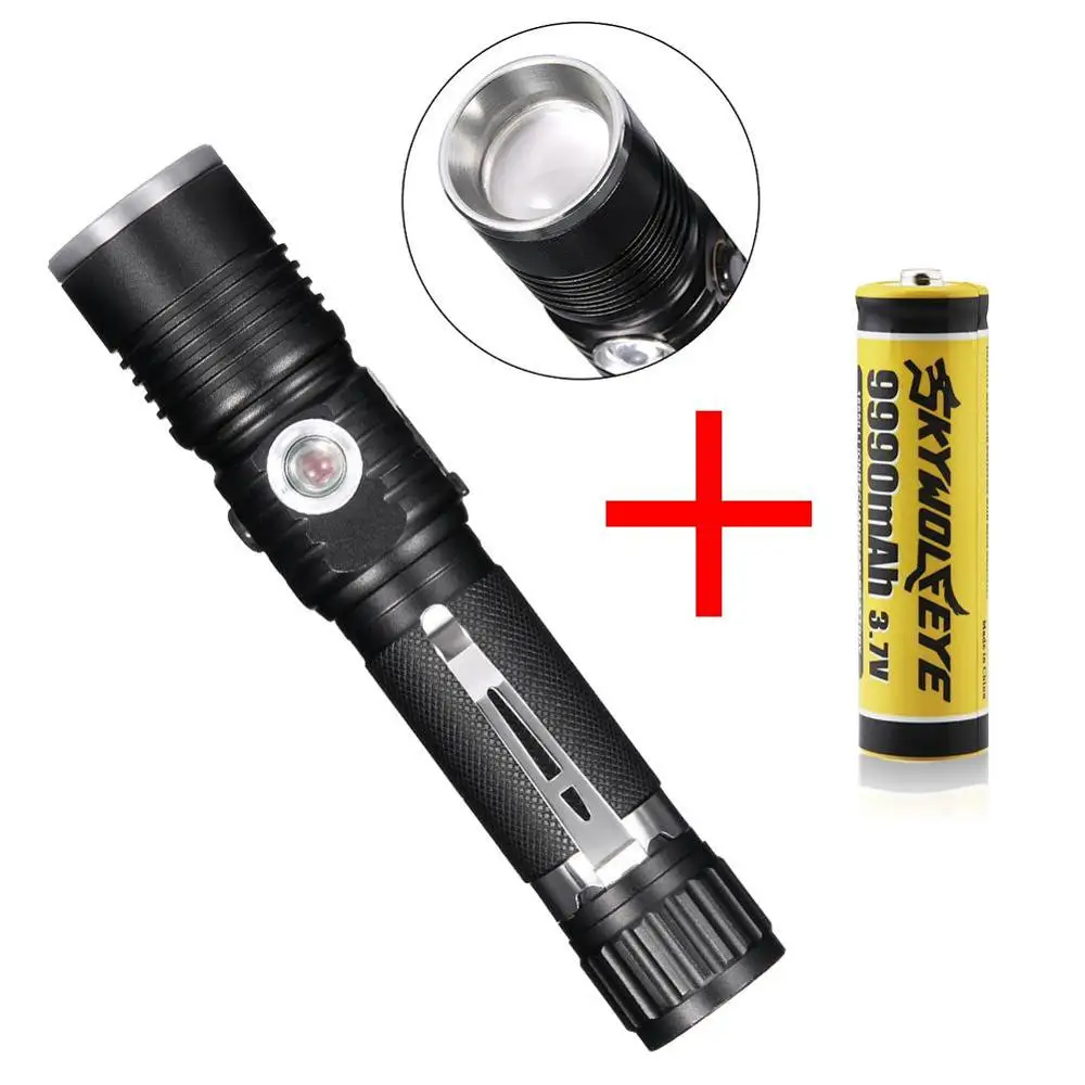 Bike Mount Holder for Outdoor Camping Hiking 2 Sets Rechargeable Flashlights Zoomable Adjustable Focus Flashlight with 18650 9900mAh 3.7V Battery Battery Charger